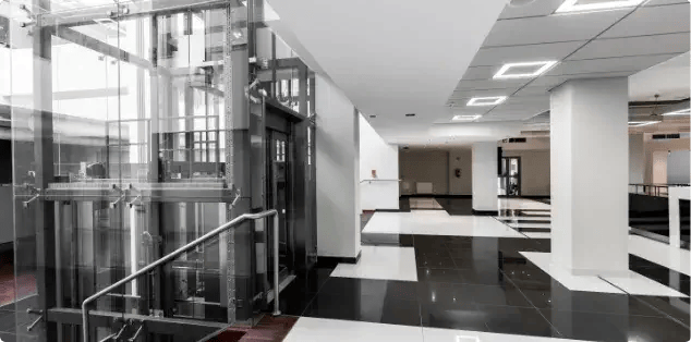 Refurbished lifts in an office