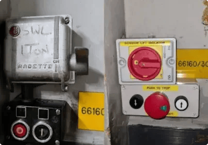 Control panel on a lift