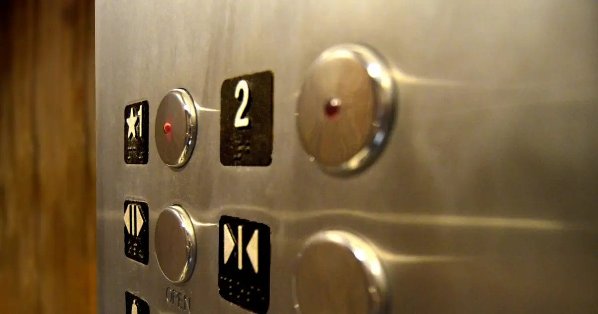 A control panel inside a lift